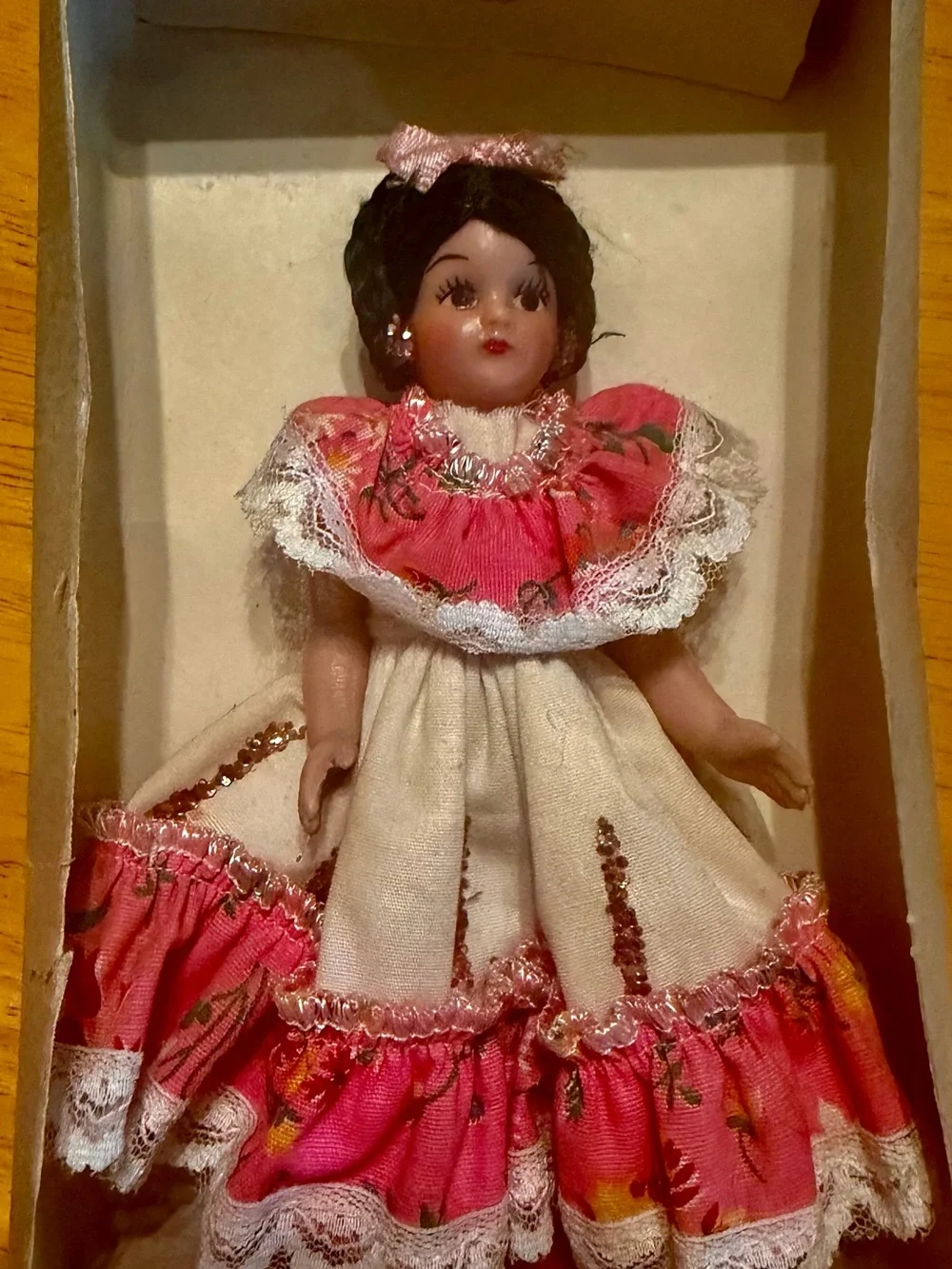 mine Traditional Mexican Doll Illustration - Red, Green, Yellow